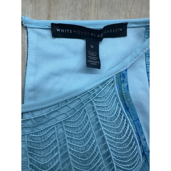 WHITE HOUSE BLACK MARKET Openwork Halter Style Underwater Texture Top S Blues - Picture 3 of 7